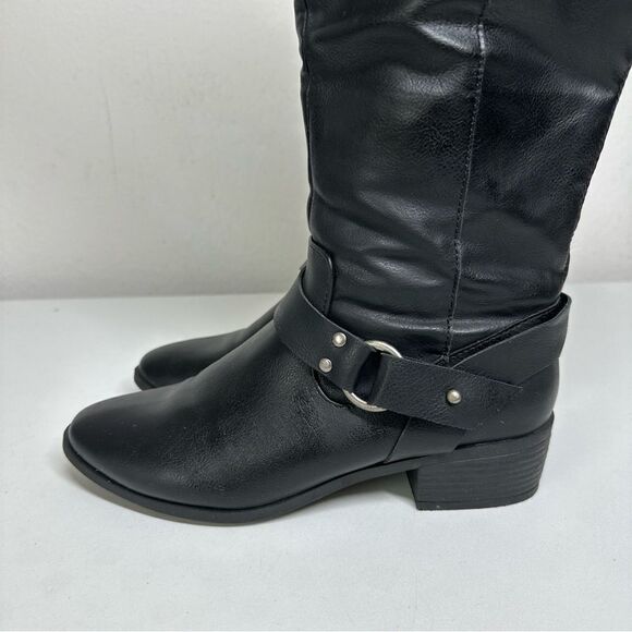 Madden Girl Women's Black G-Dstiny Boots Knee High Back Zip Back Buckle Sz 7,5 - Picture 4 of 12